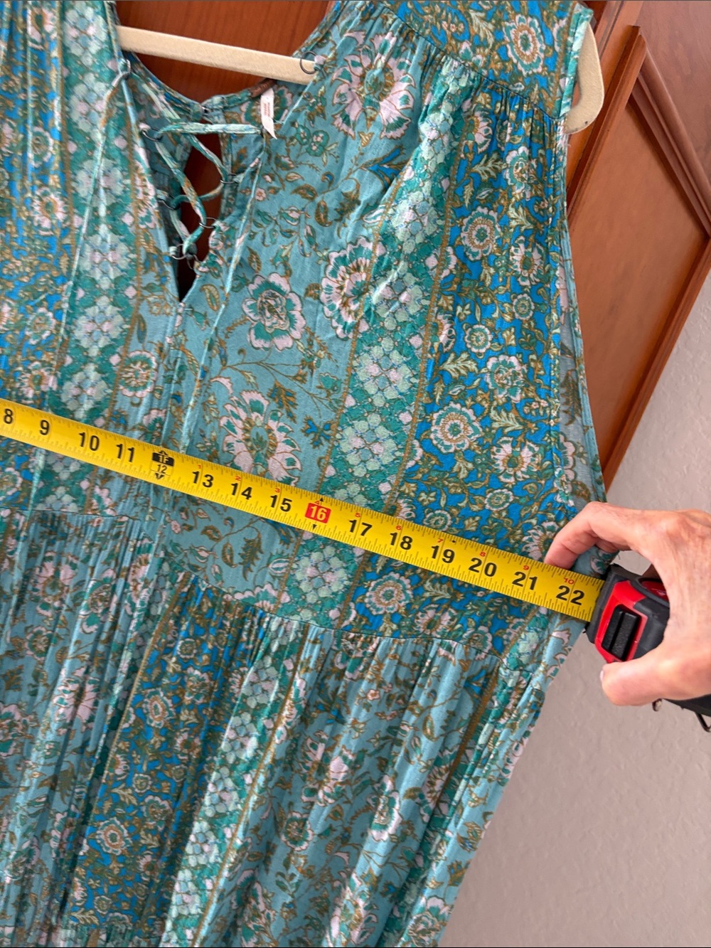 Free People Teal & Blue Lace-Up Sleeveless Maxi Dress - Picture 4 of 4